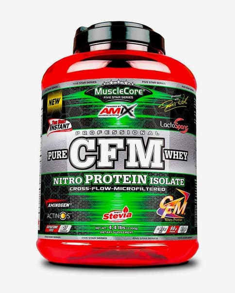 Bote Amix CFM Nitro Protein Isolate sabor fresa yogurt 1 kg