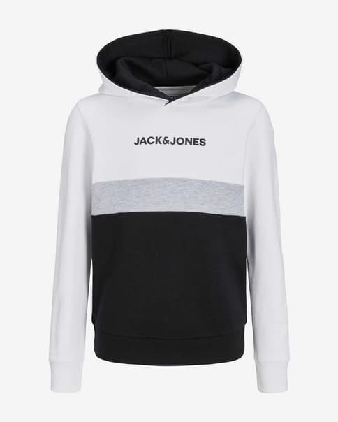 Sudadera con capucha Jack & Jones Blocking blanco gris negro infantil