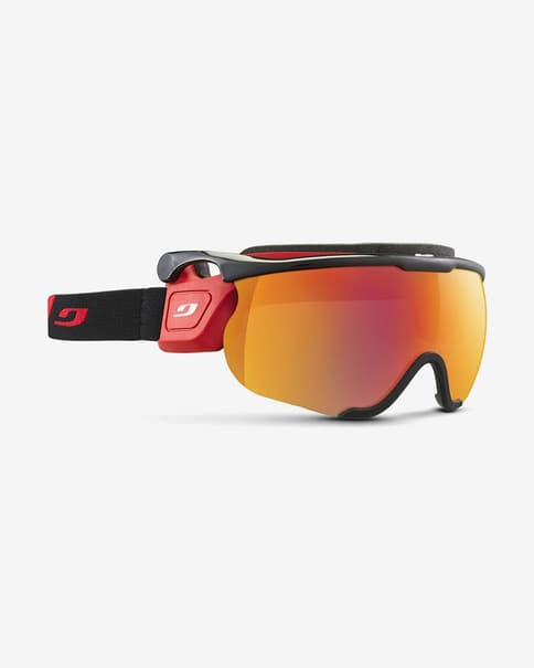 Máscara Julbo Sniper Evo M rojo negro con lente espejada Spectron 2 Polycarbonate naranja rojo