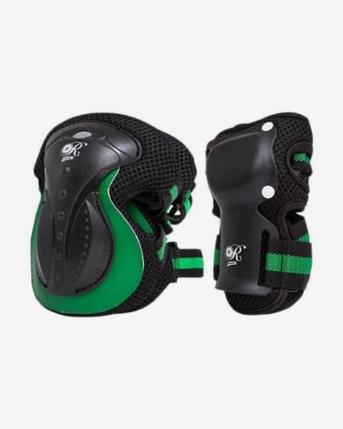 Set rodilleras y muñequeras KRF Sr. Retro negro verde