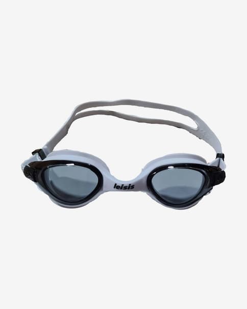 Gafas de natación Leisis Iris Monobloc blanco negro con lentes de policarbonato