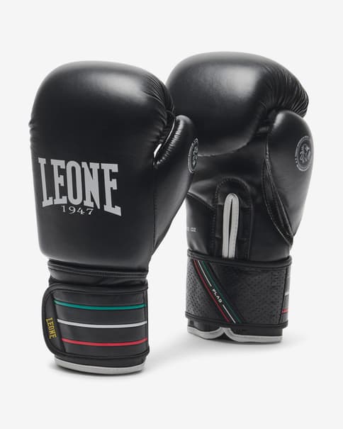 Guantes Leone 1947 Boxing Flag Style 12 oz negro blanco