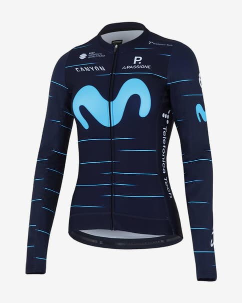 Maillot Movistar Team 2022 Replica manga larga azul mujer