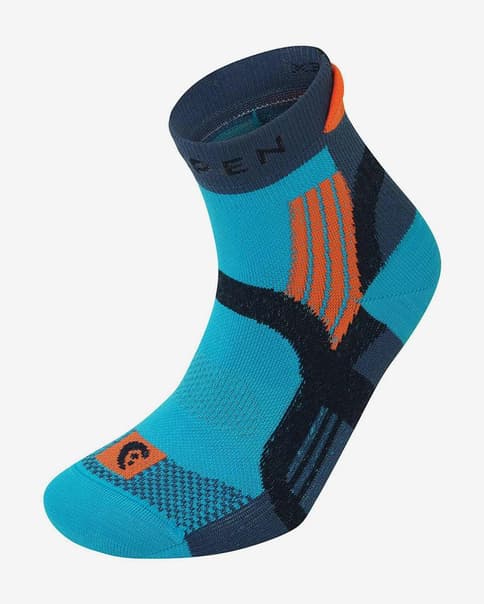 Calcetines Lorpen T3 Trail Running azul gris naranja mujer