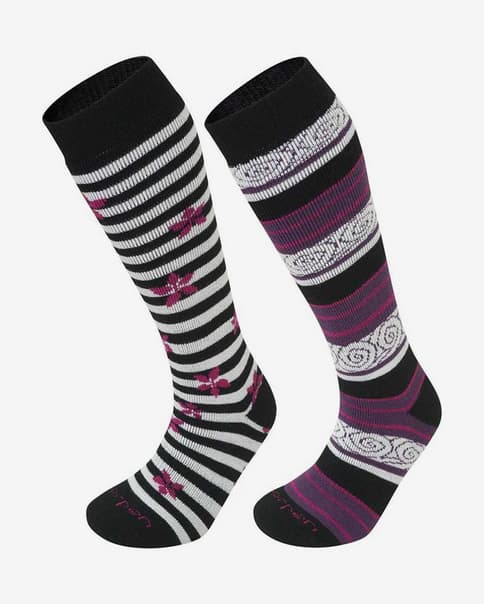 Calcetines Lorpen Ski-Snowboard Merino negro blanco rosa mujer (2 pares)