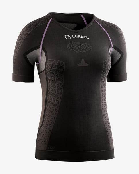 Camiseta Lurbel Cristallo manga corta negro eclipse violeta mujer