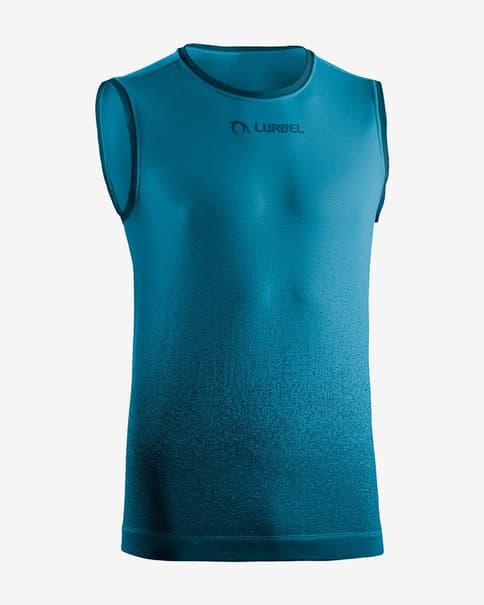 Camiseta Lurbel Samba sin mangas azul turquesa negro