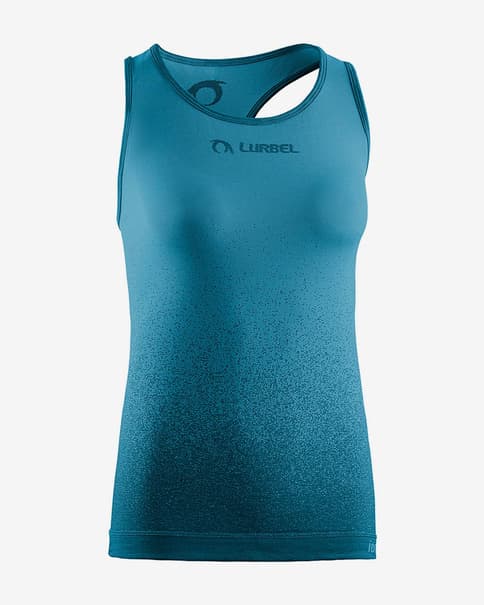 Camiseta Lurbel Samba sin mangas azul turquesa negro mujer