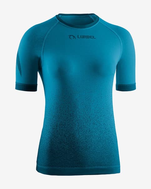 Camiseta Lurbel Samba manga corta azul turquesa negro mujer