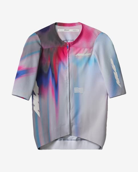 Maillot MAAP Solar Pro Race manga corta gris azul rosa mujer