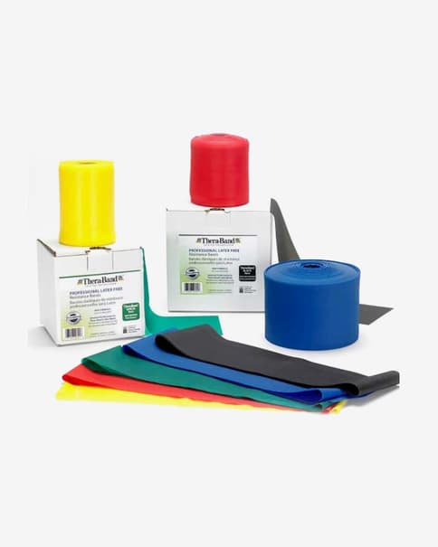 Banda elástica sem látex Thera-Band amarelo resistência extra-suave 22 m
