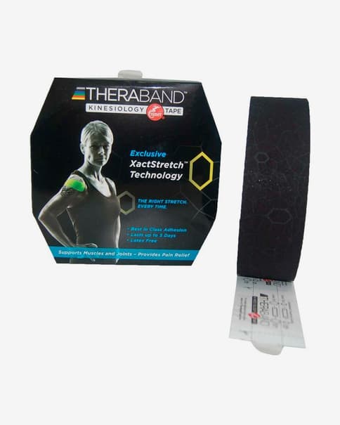 Fita adesiva muscular Thera-Band Kinesiology Tape 5cmx5m pré-cortada preto