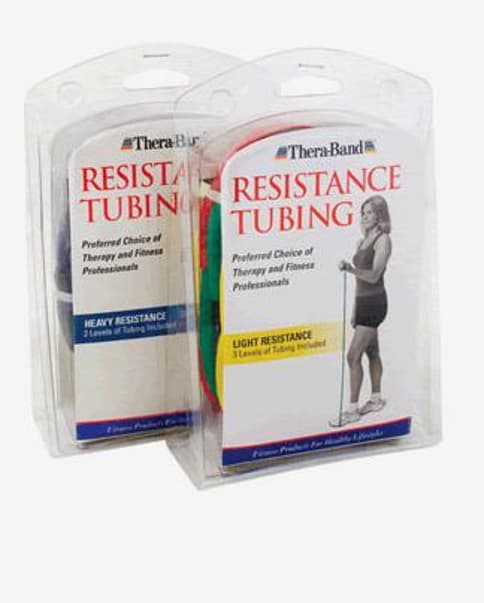 Pack tubos elásticos Thera-Band rojo-verde-azul resistencia suave tubing 1,5 m.