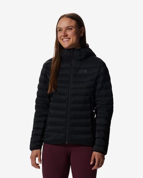 Sudadera con capucha Mountain Hardwear Deloro Down Full Zip negro mujer