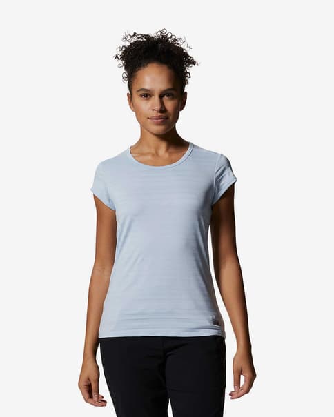 Camiseta Mountain Hardwear Mighty Stripe manga corta azul claro mujer