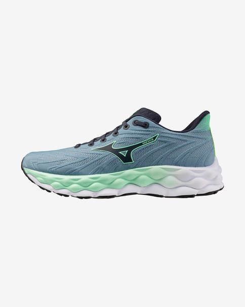 Mizuno Wave Sky 8 schoenen blauw grijs groen water