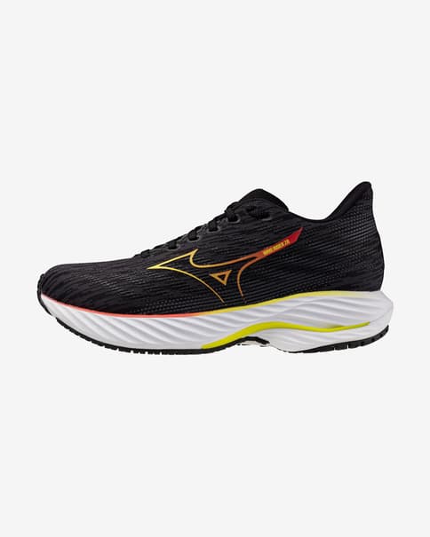 Mizuno Wave Rider 28 schoenen zwart rood geel badpak
