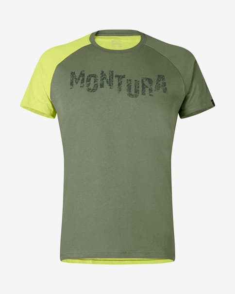 Camiseta Montura Karok manga corta verde oliva amarillo