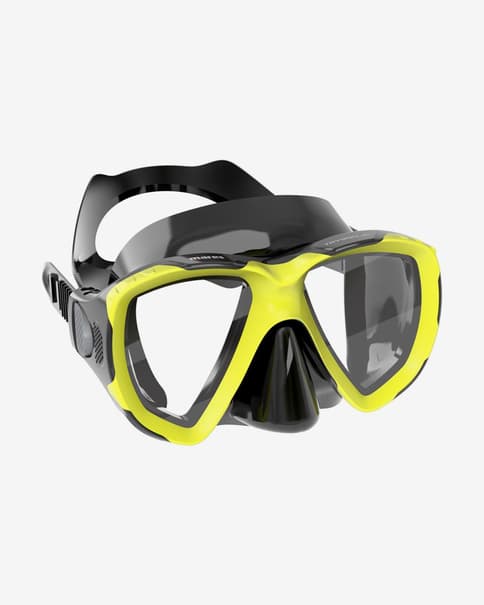 Máscara de buceo Mares Trygon amarillo negro con lentes transparentes