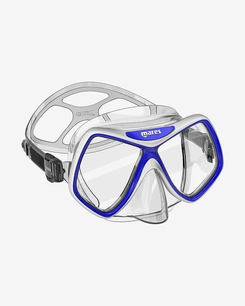 Máscara de buceo Mares Ridley lila con lentes transparentes