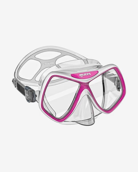 Máscara de buceo Mares Ridley rosa con lentes transparentes