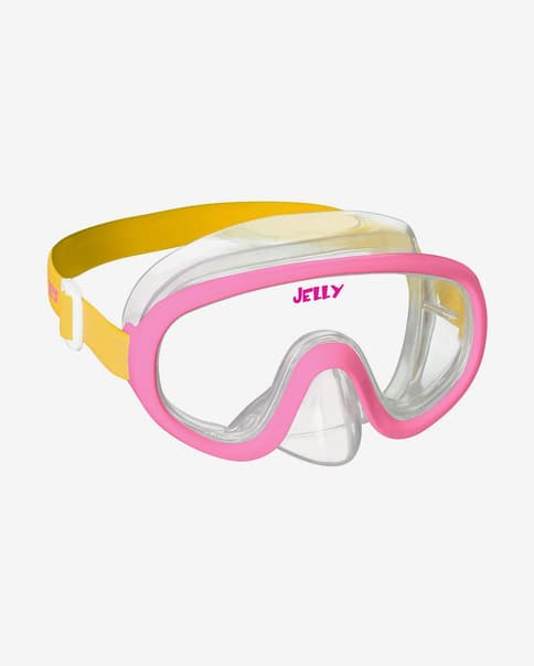 Máscara de buceo Mares Jelly rosa amarillo con lentes transparentes infantil