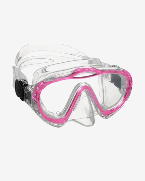 Máscara de buceo Mares Sharky rosa con lentes transparentes infantil