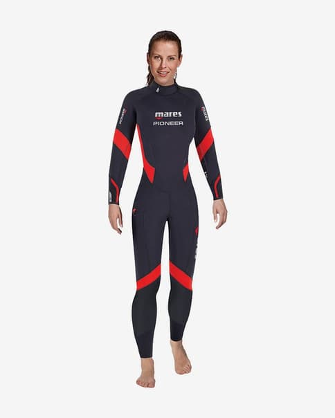 Traje neopreno húmedo Mares Pioneer 5 mm negro rojo mujer