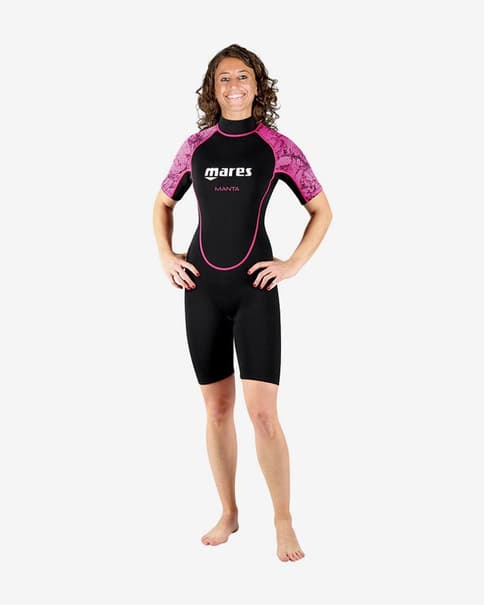 Muta neoprene Mares Manta Shorty manica corta nero rosa donna