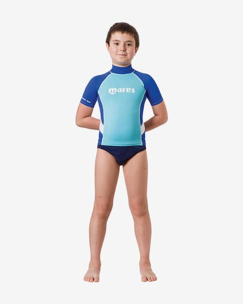 T-shirt de natation Mares Rash Guard à manches courtes bleu pour garçon
