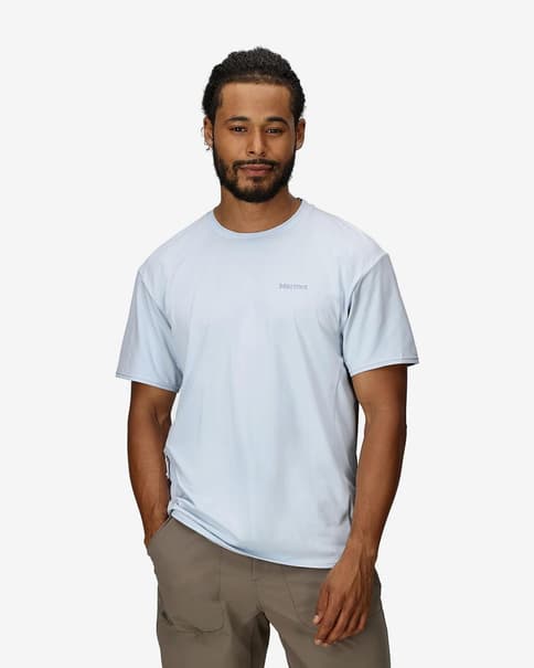 Camiseta Marmot AirExchange SolarShield Crew manga corta blanco azulado