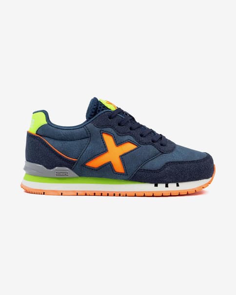 Zapatillas Munich Dash azul marino naranja infantil