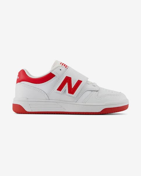 Scarpe New Balance 480 Hook& Loop bianco rosso bambini