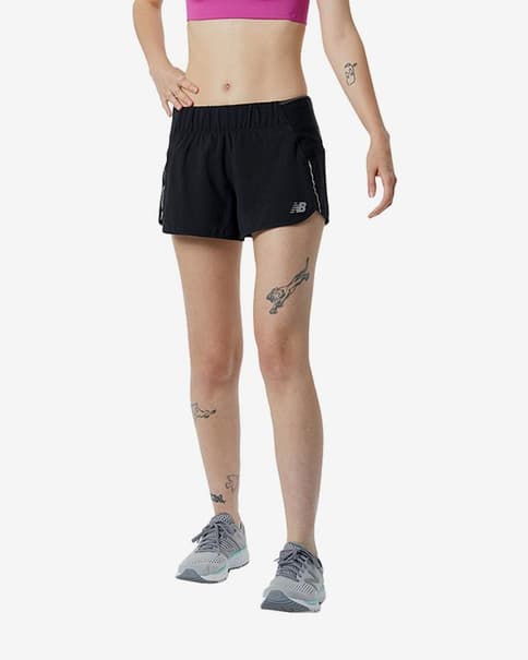 Pantaloni corti New Balance Impact Run 3 Inch nero bianco donna