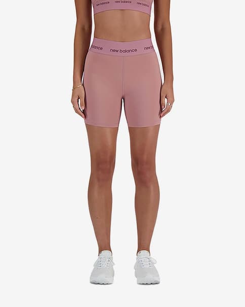 Pantaloncini New Balance Sleek 5 Inch rosa mate donna