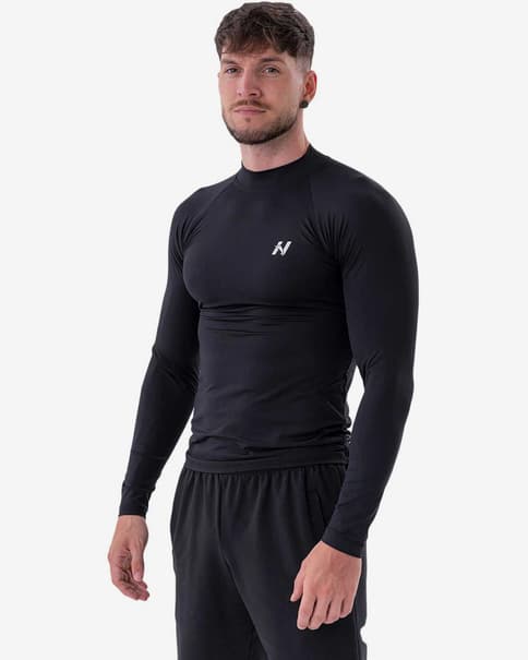 Camiseta Nebbia Active manga larga negro