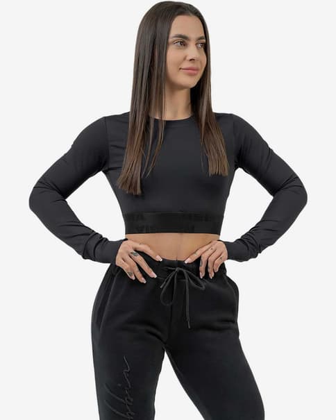 Camiseta Nebbia Intense Perform manga larga negro mujer