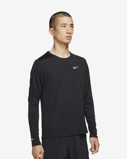 Camiseta Nike Dri-FIT Miler manga larga negro intenso