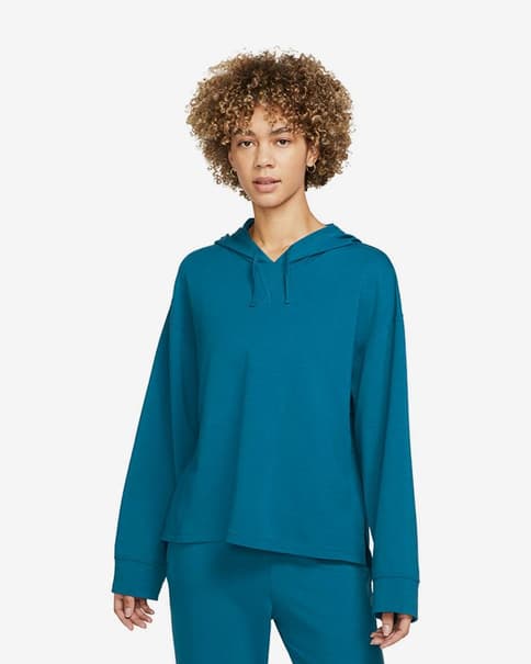 Sudadera con capucha Nike Yoga Dri-Fit azul mujer