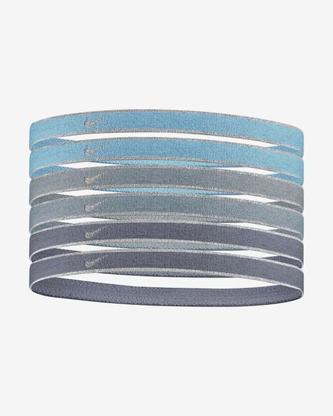 Cinta para la cabeza Nike Swoosh Sport Metallic azul claro gris (6 unidades)