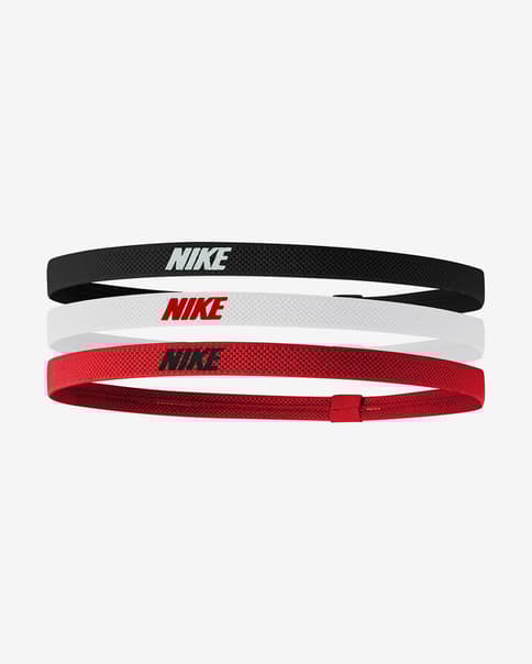 Cinta para la cabeza Nike Elastic 2.0 negro intenso blanco rojo (3 unidades)
