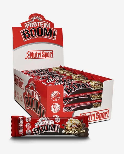 Barrita proteica NutriSport Protein Boom sabor plátano caramelo 49 g (24 unidades)