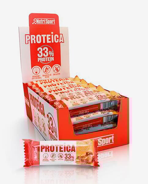 Barrita proteica Nutrisport Proteica Bar sabor caramelo salado 44 g (24 unidades)