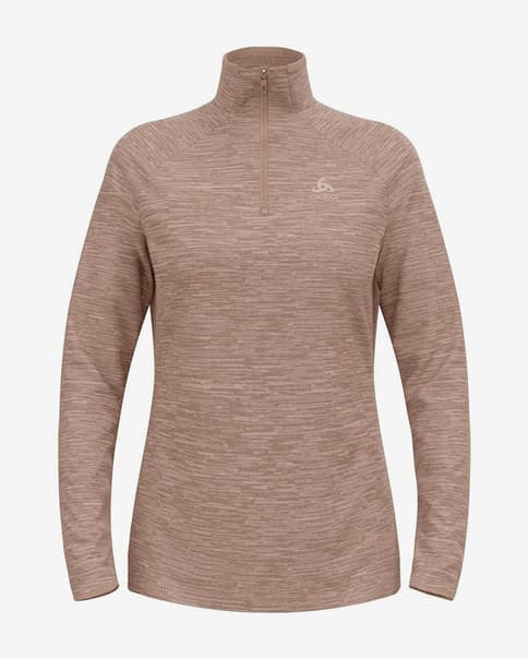 Camiseta Odlo Run Easy Half Zip manga larga beige claro mujer