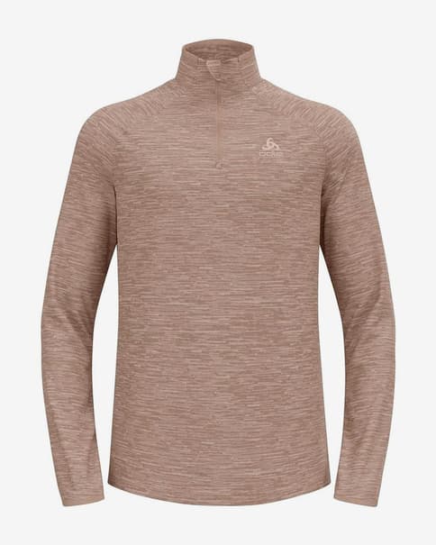 Camiseta Odlo Run Easy Half Zip manga larga beige claro