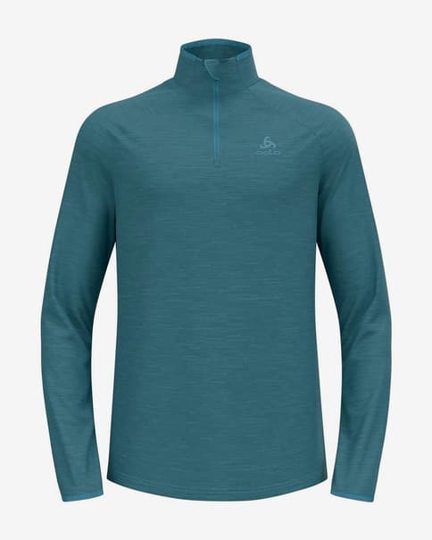 Camiseta Odlo Run Easy Half Zip manga larga azul turquesa