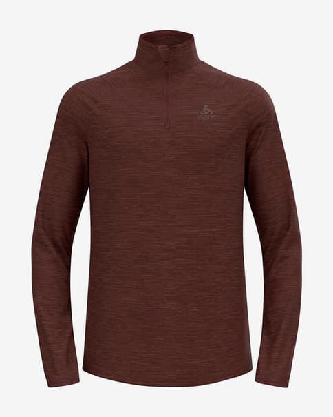 Camiseta Odlo Run Easy Half Zip manga larga marrón intenso