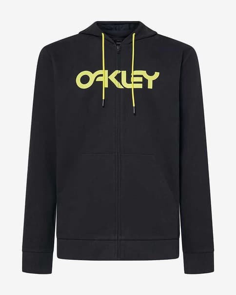 Sudadera con capucha Oakley Teddy Full Zip negro logo amarillo