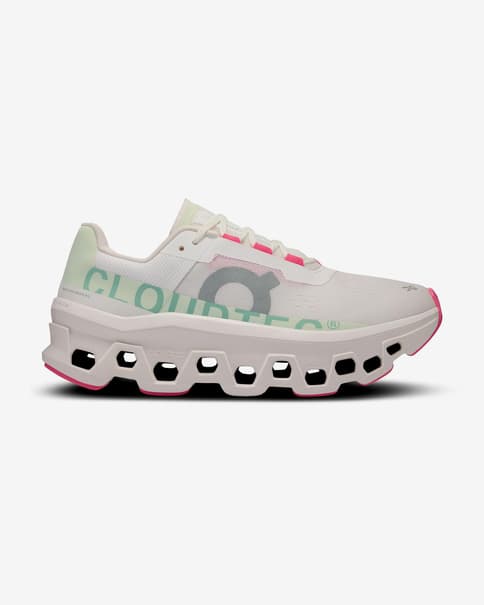 On Cloudmonster Damen Laufschuhe weiß/grün/rosa