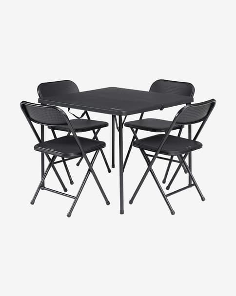 Mesa plegable Outwell Corda Picnic + 4 sillas plegables negro